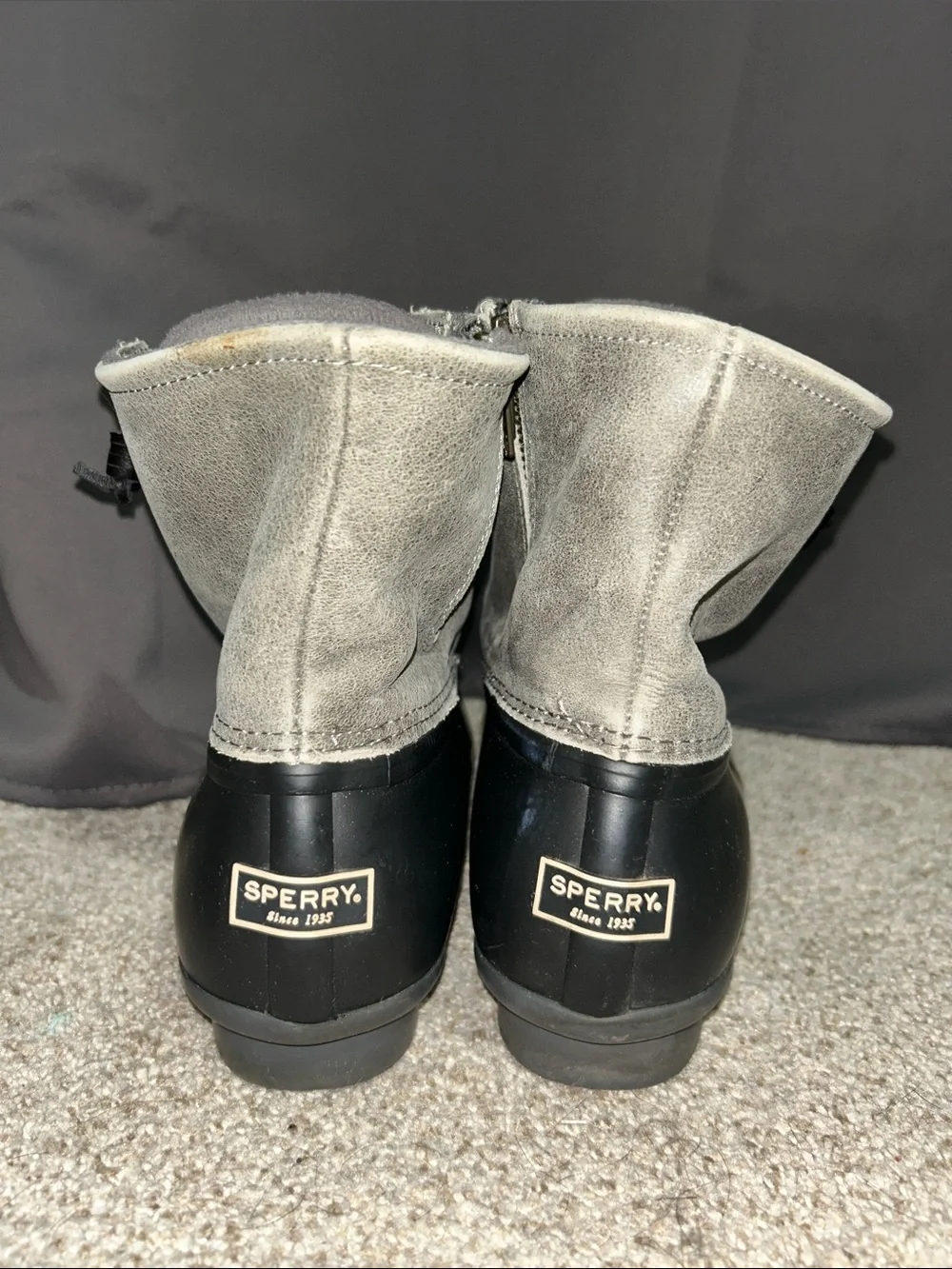Sperry Black and Gray Waterproof Lace-Up Duck Boots